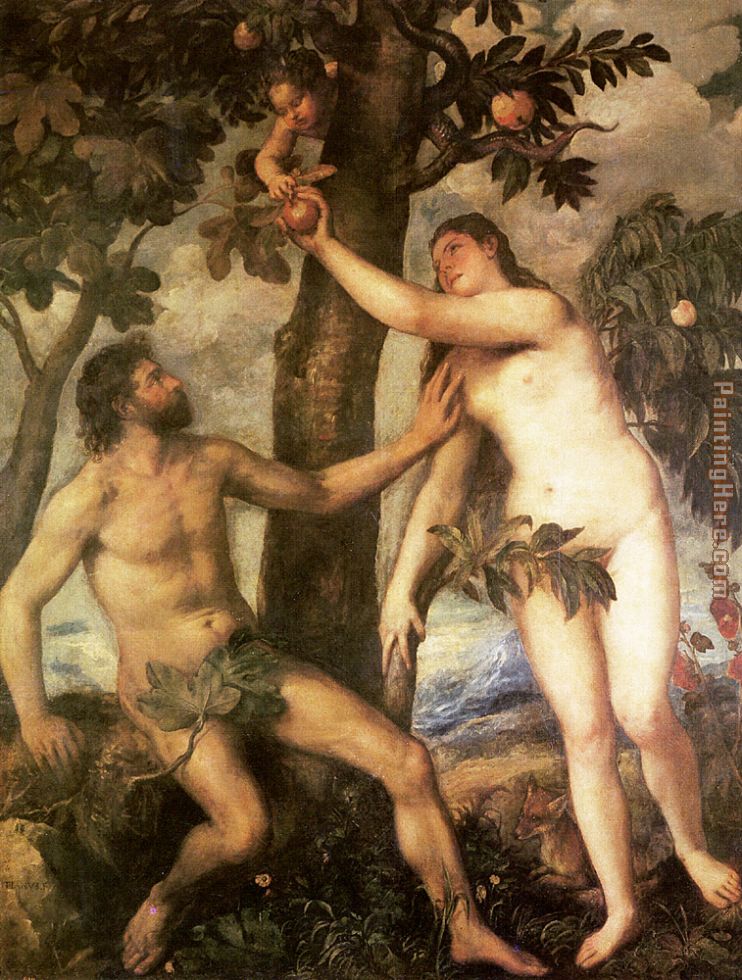 The Fall of Man painting - Titian The Fall of Man art painting